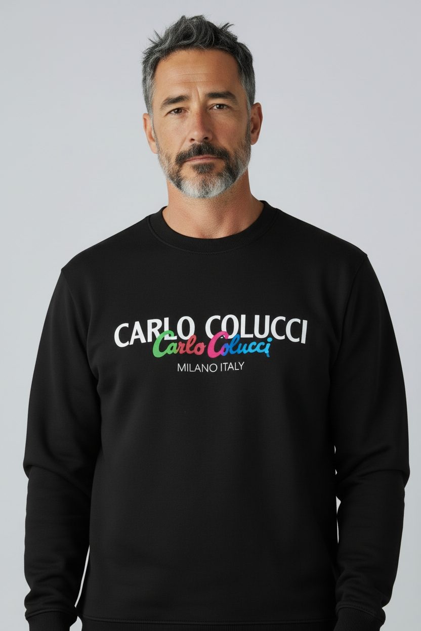 Carlo Colucci Sweatshirt schwarz Schrift bunt C5517-20