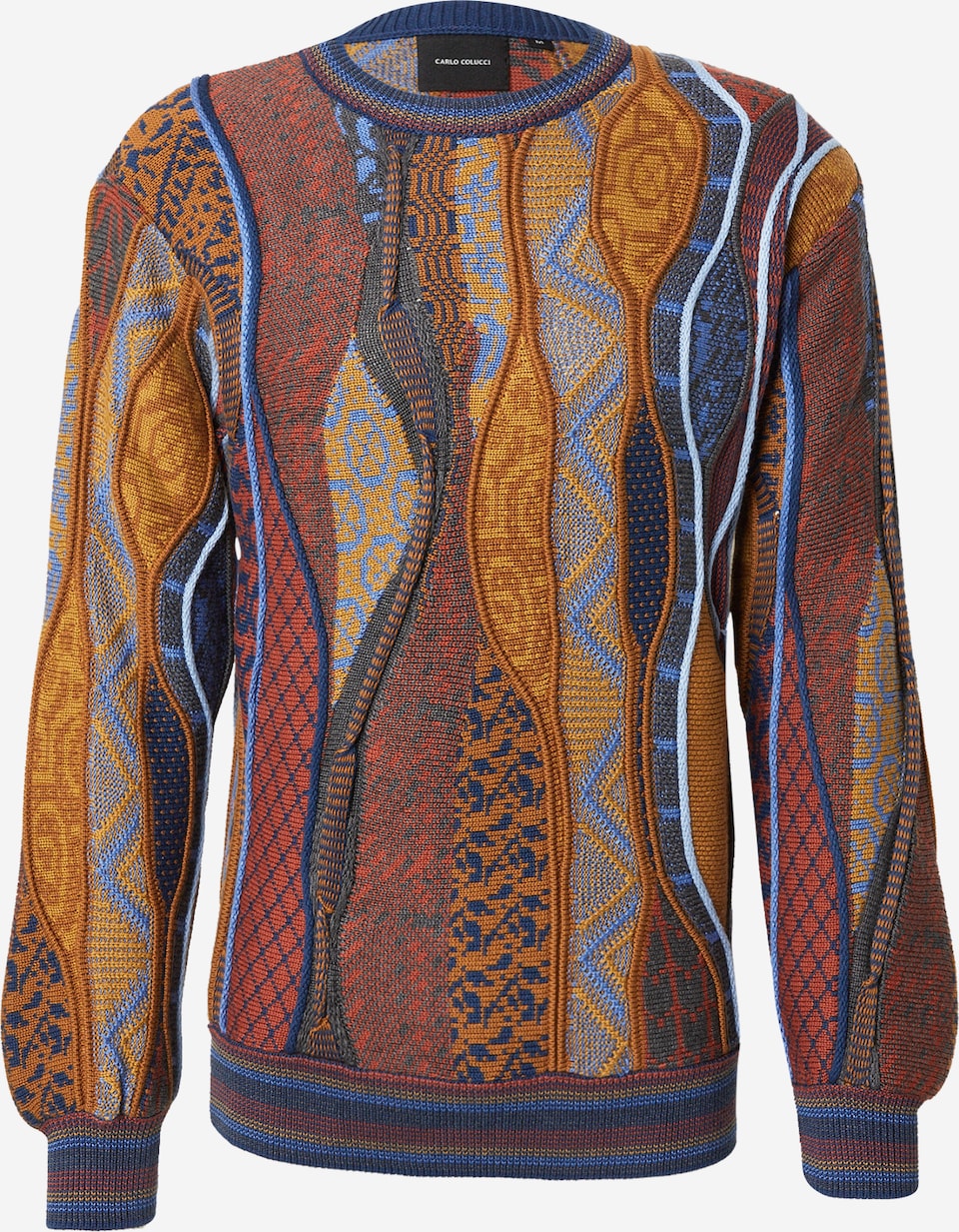 (67) Carlo Colucci 3D Strickpullover Pullover braun blau C13301 COL79