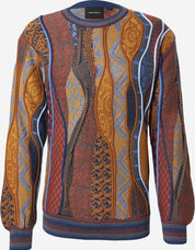 (67) Carlo Colucci 3D Strickpullover Pullover braun blau C13301 COL79