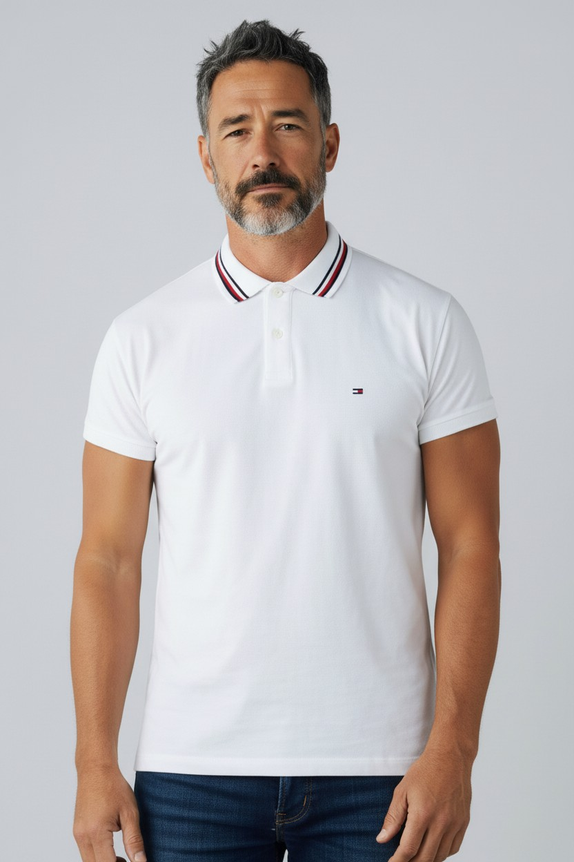 TOMMY HILFIGER Poloshirt weiß Baumwolle Regular Fit -98-