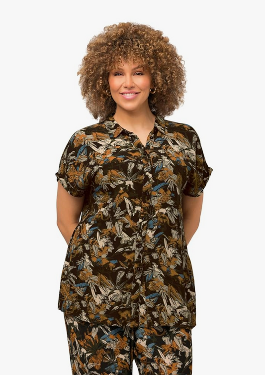 (U8) Ulla Popken Bluse braun Muster 808374 100