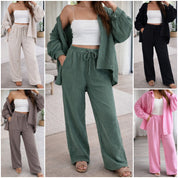 Musselin 100% Baumwolle Zweiteiler Hemd Hose Rosa, Khaki, Grau, schwarz, creme