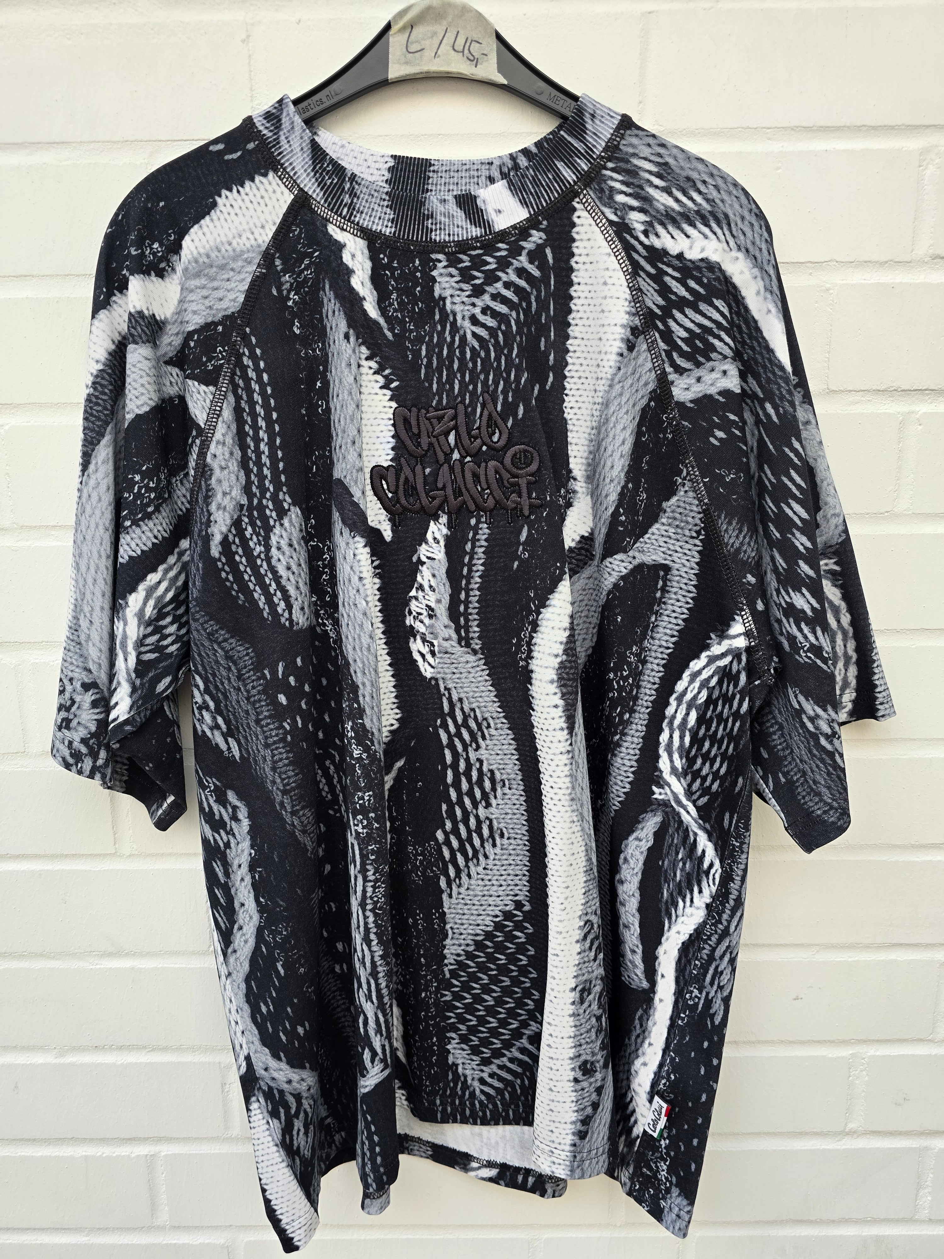 Carlo Colucci Tshirt schwarz weiß 3d Optik