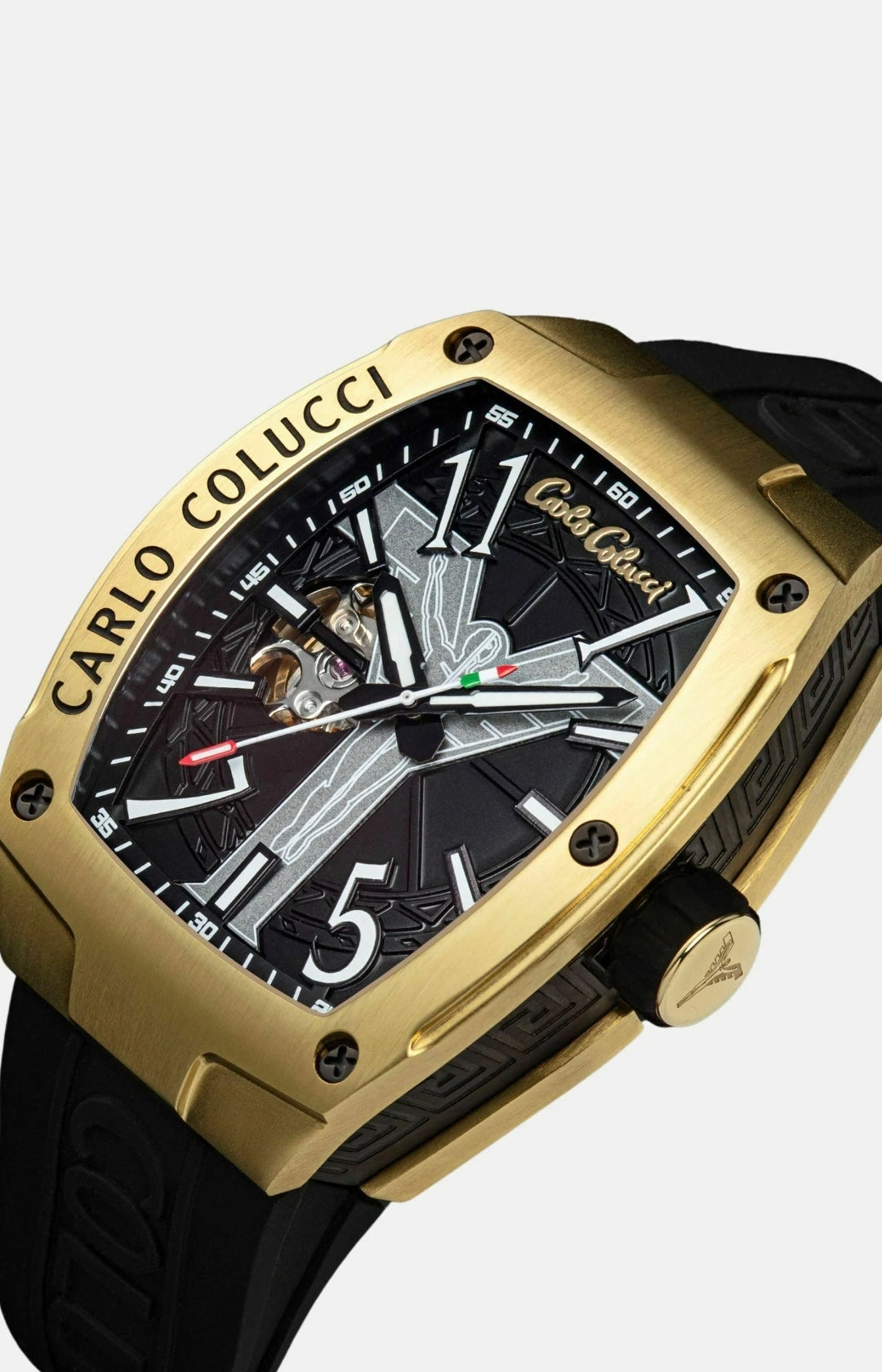 Nr20 Carlo Colucci Armbanduhr schwarz gold + Hersteller Garantie 2 Jahre