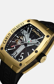 Nr20 Carlo Colucci Armbanduhr schwarz gold + Hersteller Garantie 2 Jahre