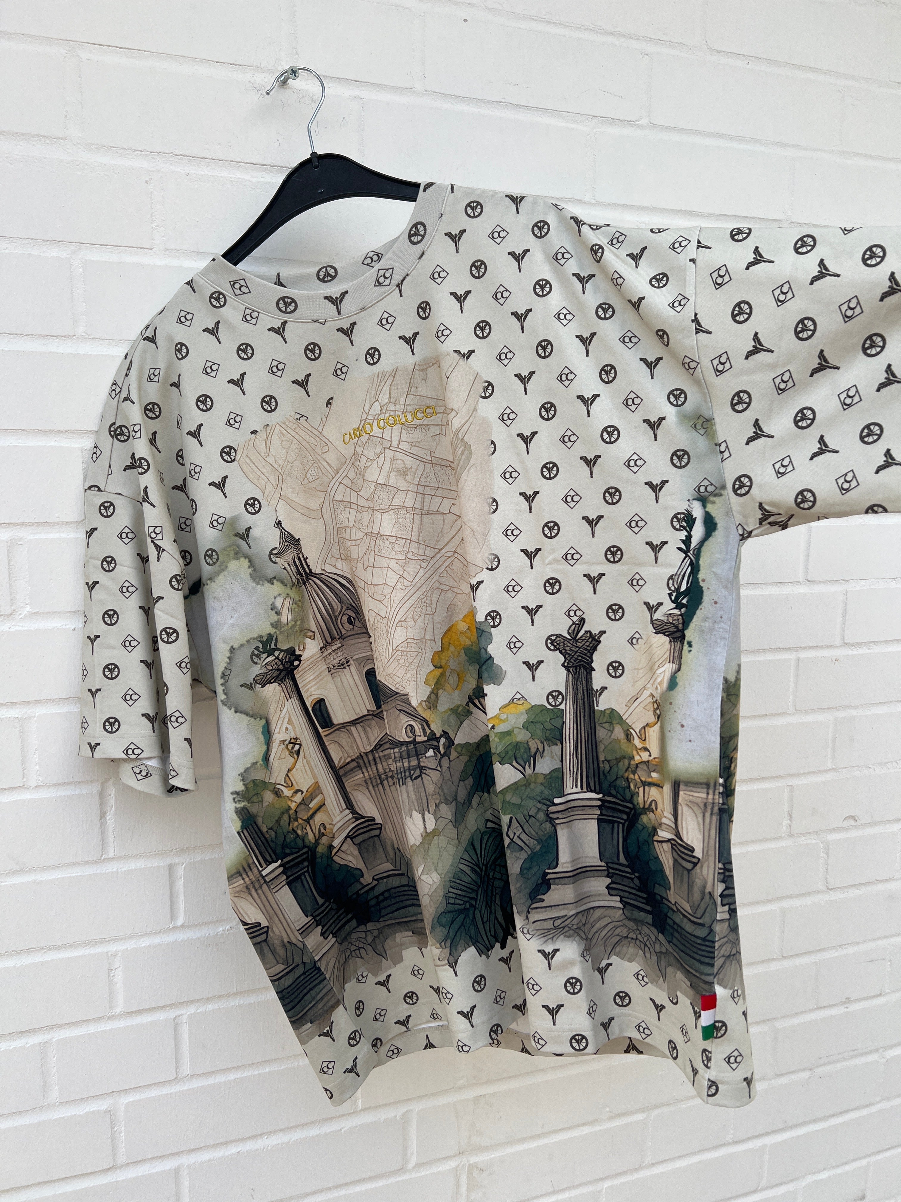 Carlo Colucci Tshirt schwarz / beige muster