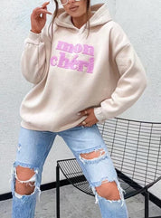 Mon Chèri Hoodie Damen innen Fleece braun, creme, weiß, schwarz