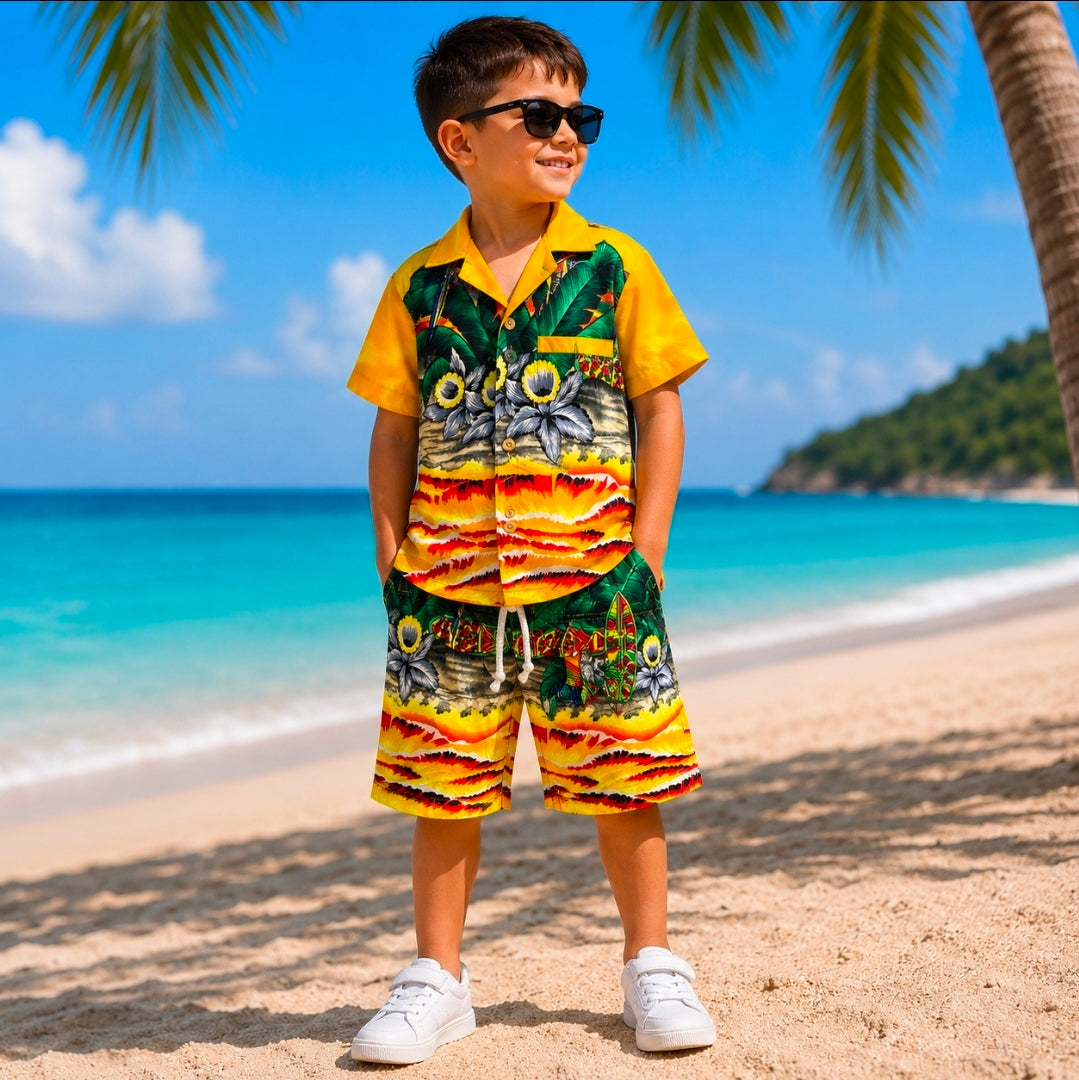 Kinder Sommer Set Hawaii bunt 2 teilig Palmen Sommer Strand