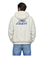 Original Carlo Colucci Teddy Wendejacke  schwarz weiß Jacke Reißverschluss Schrift.
