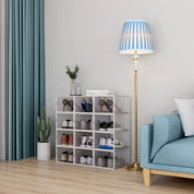 12er Schuhboxen Kunststoff transparent faltbar Set Schuh Organizer Aufbewahrung