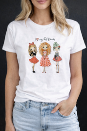 Tshirt Damen weiß Freundinnen "I love my friends" -43-