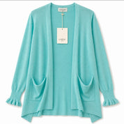 Glitzer Cardigan lang Rüschen Ärmel