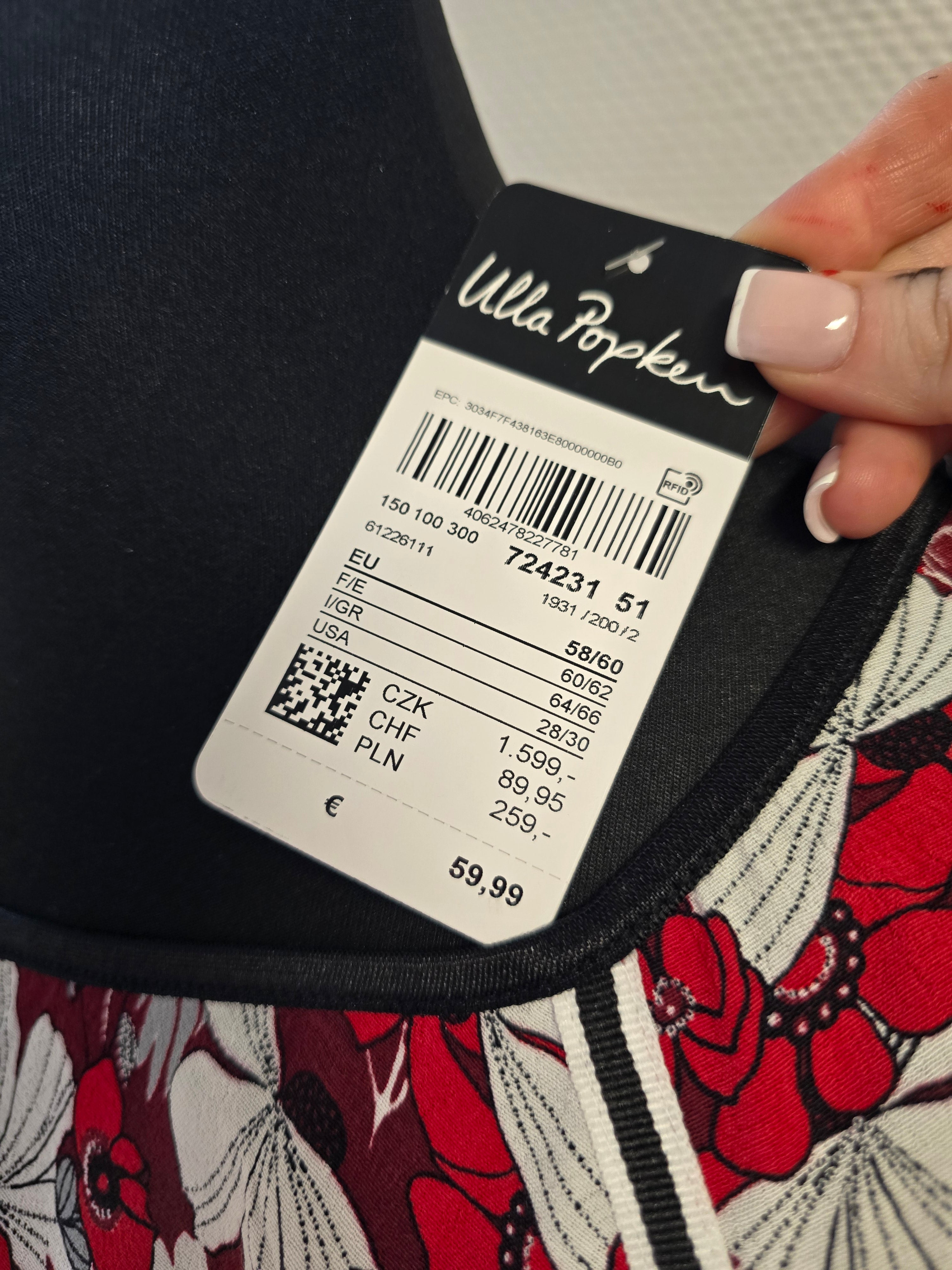 ULLA POPKEN Bluse Langarm Blumen rot weiß 724231 51 (U29)