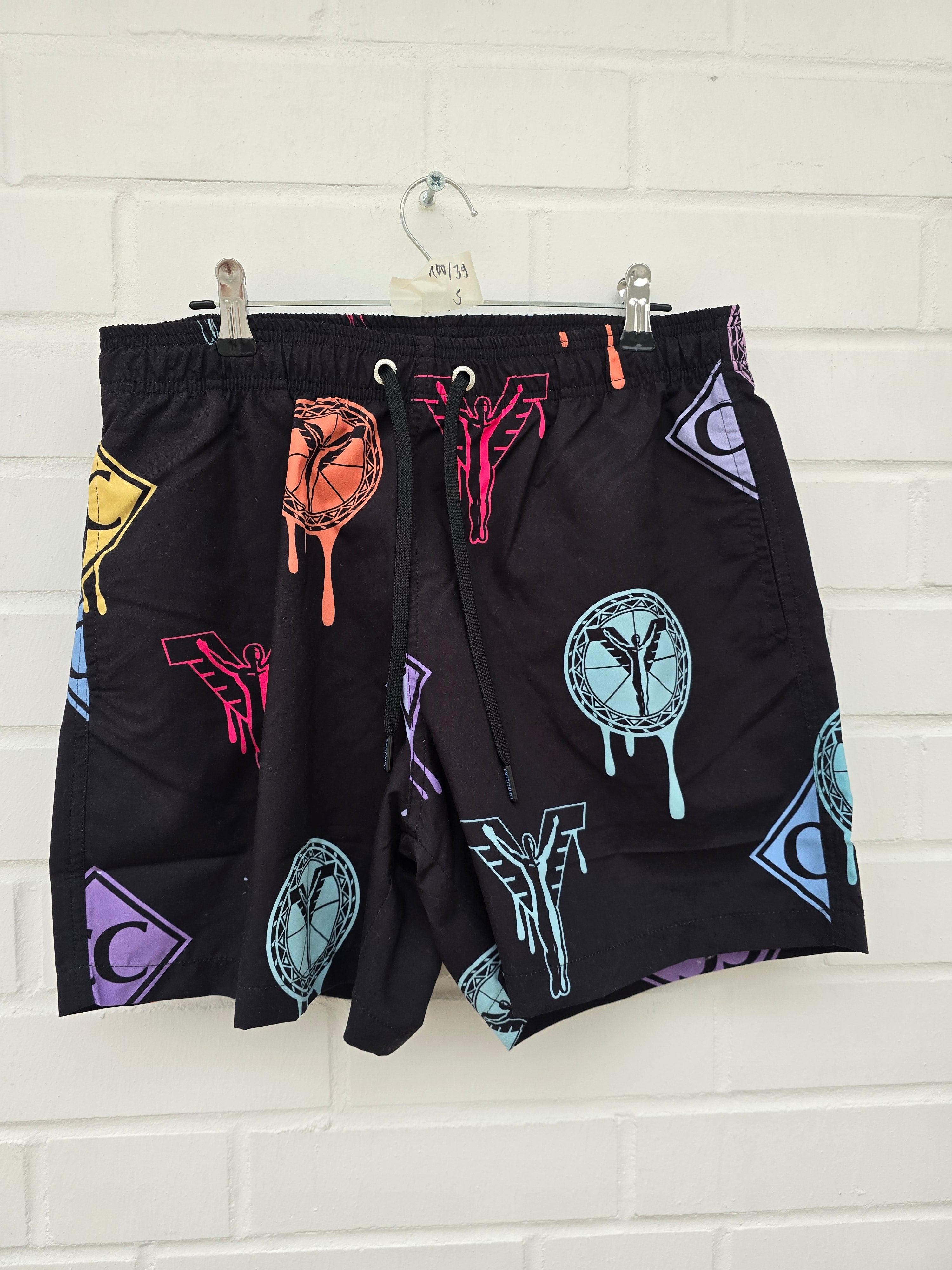 (Stange2) Carlo Colucci Badehose schwarz bunte Muster Gr S