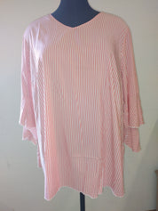 (U31) Ulla Popken Bluse Weiß/Rot gestreift 724249 65