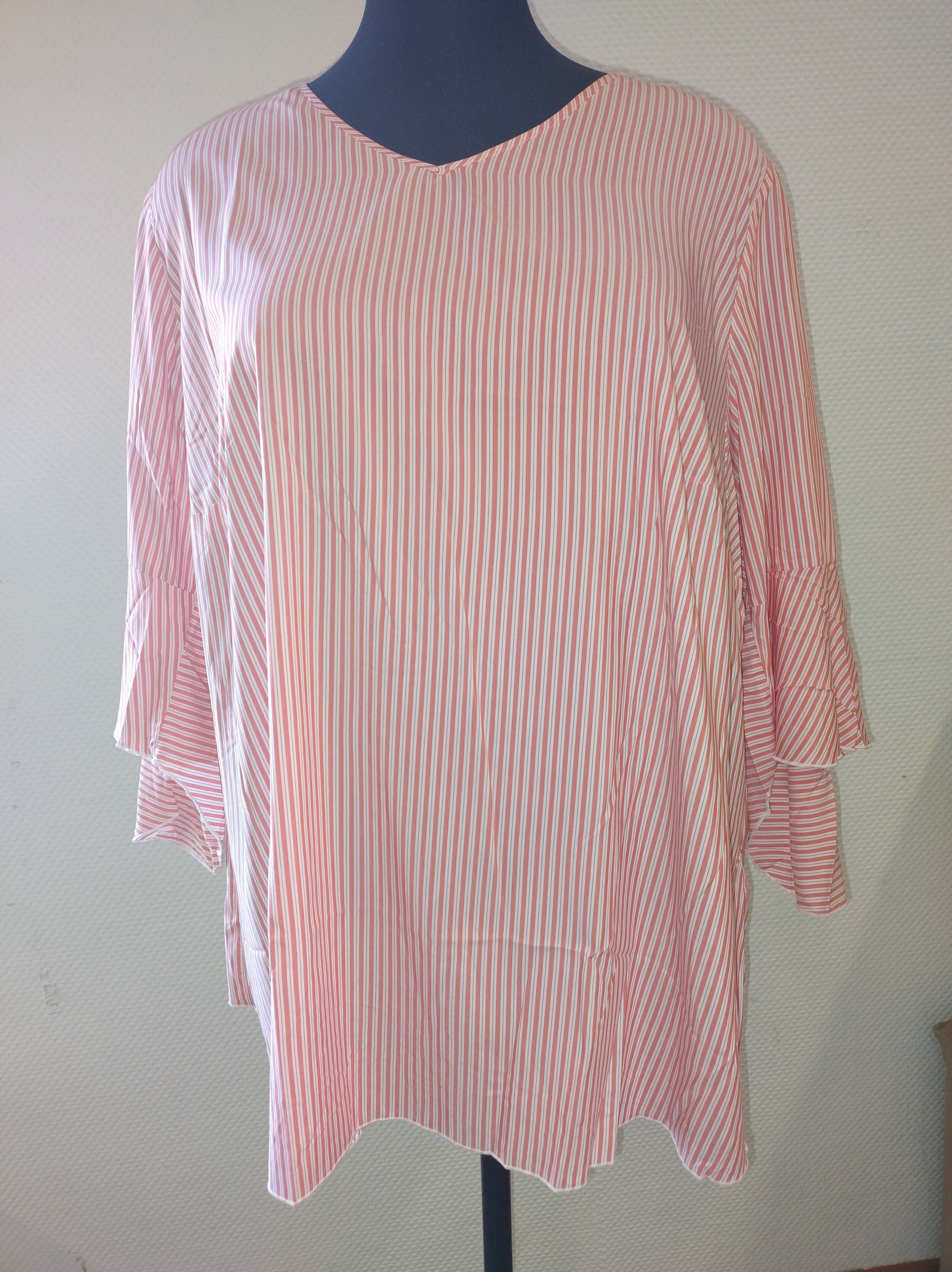 (U31) Ulla Popken Bluse Weiß/Rot gestreift 724249 65