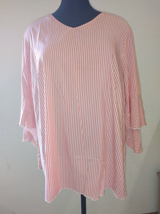 (U31) Ulla Popken Bluse Weiß/Rot gestreift 724249 65