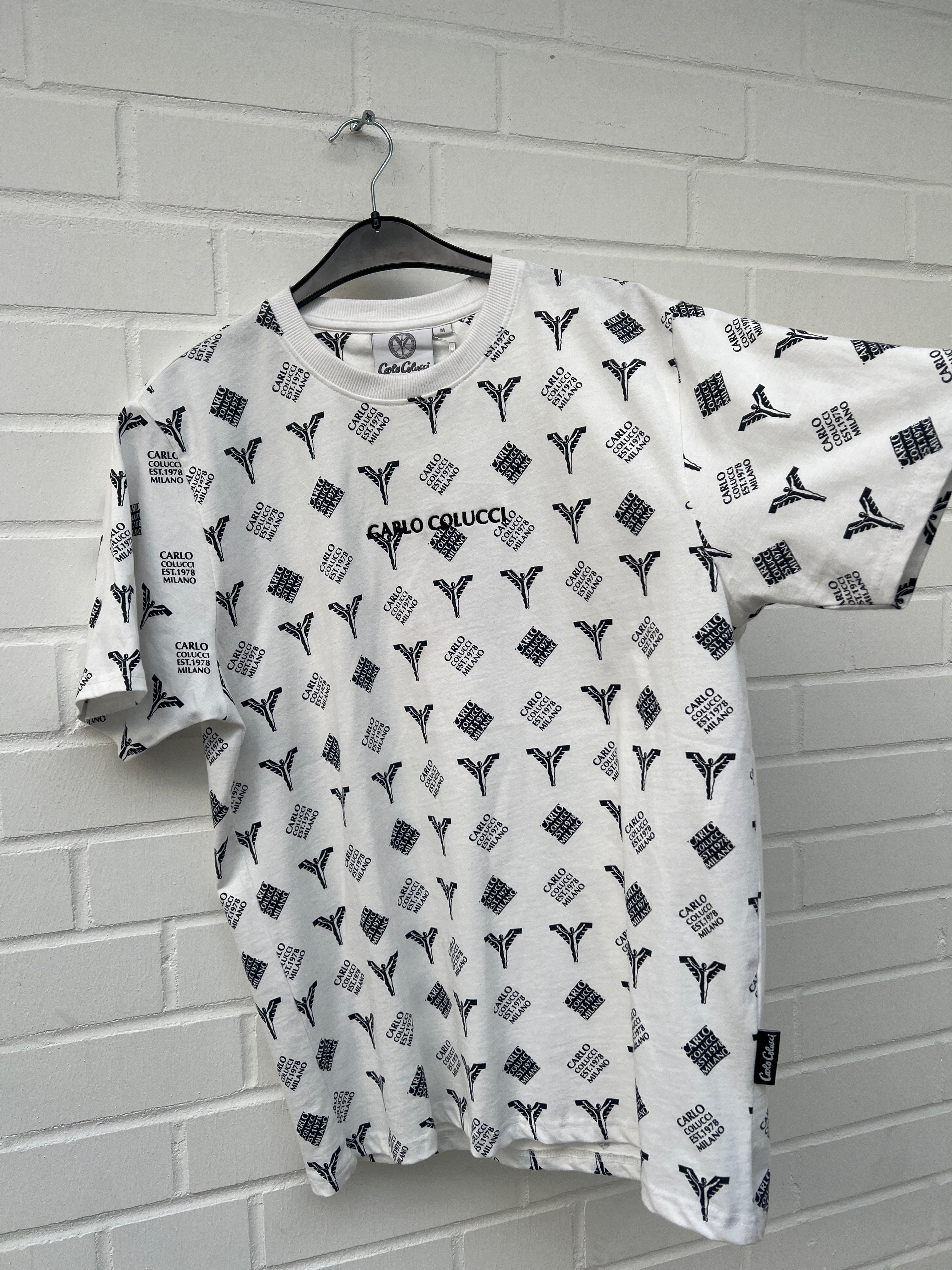 Original UVP 90€ Carlo Colucci Tshirt braun / weiß / schwarz