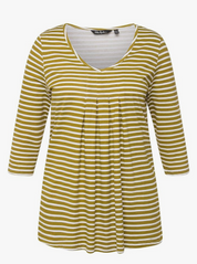 (U33) Ulla Popken Langarmshirt grün/weiß 812509 630