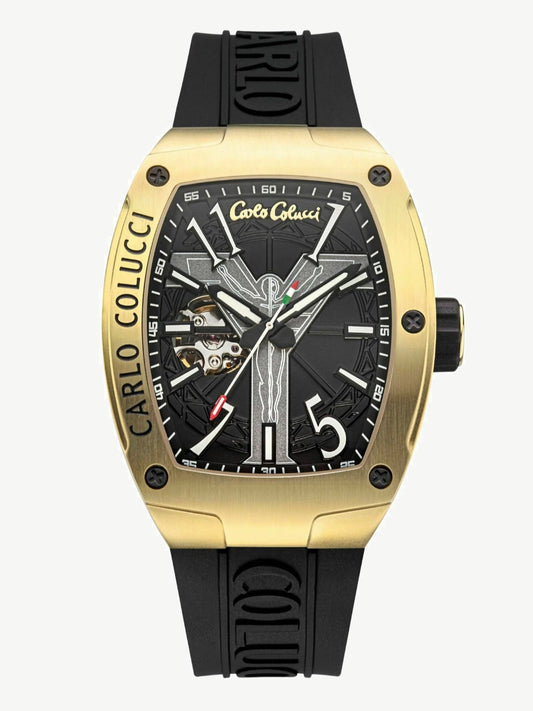 Nr20 Carlo Colucci Armbanduhr schwarz gold + Hersteller Garantie 2 Jahre