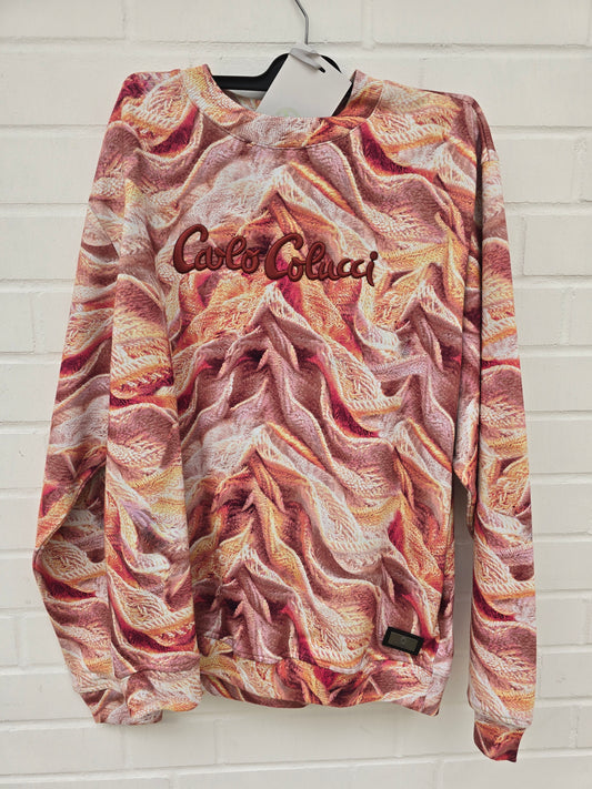 (Stange1) Carlo Colucci Sweatshirt Pullover orange 3d muster L-XL