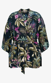 (U1) Ulla Popken Kimono schwarz muster 803953 130
