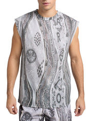 (121) Carlo Colucci Tanktop grau muster