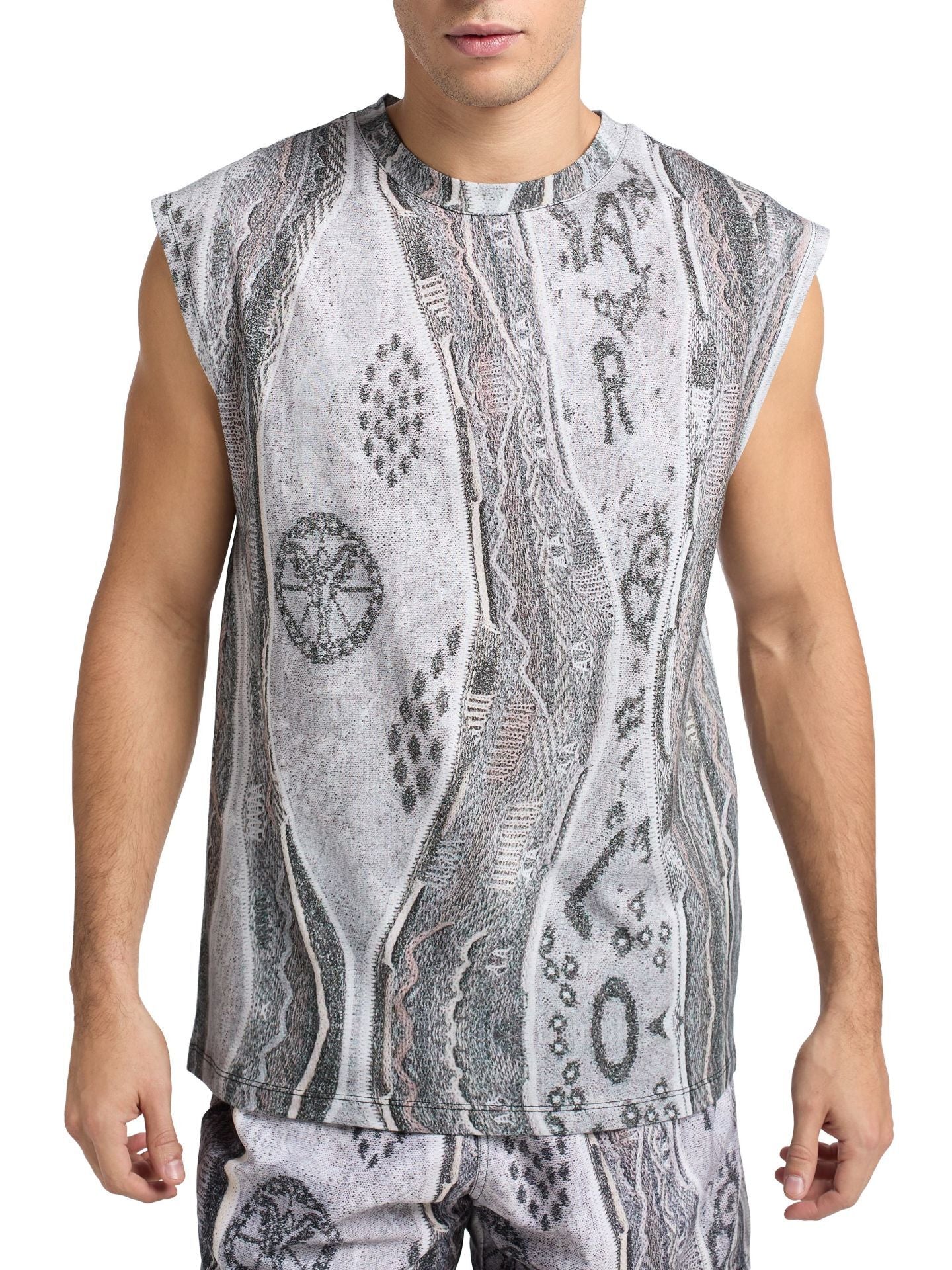 (121) Carlo Colucci Tanktop grau muster