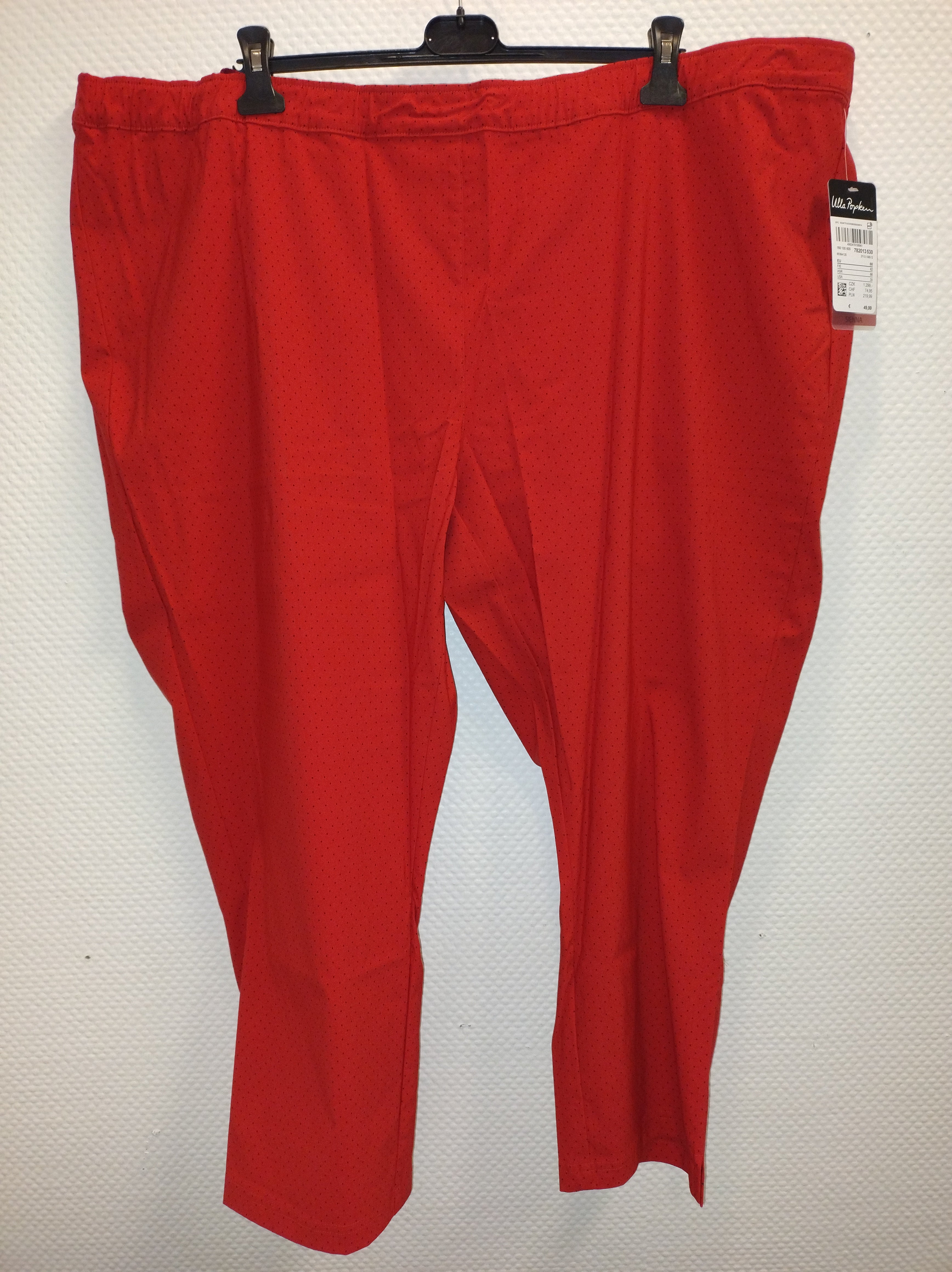 (U12) Ulla Popken Hose Rot gepunktet schwarz 782013 530