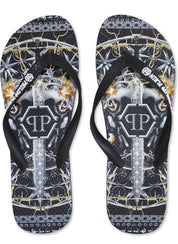 Philipp Plein Damen Flip-Flops Schwarz gelb