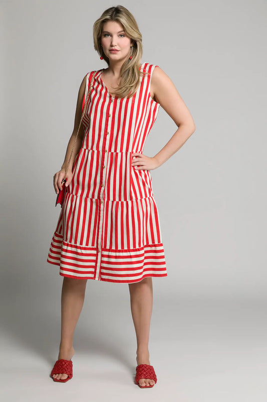 (U2) Ulla Popken Kleid Rot/weiß gestreift 807339