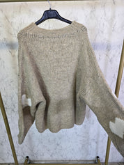 Herz Pullover creme beige Kuschelpullover dick