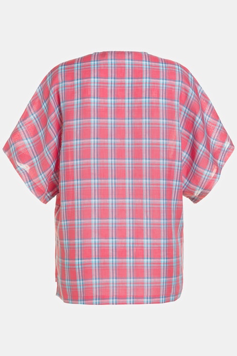 (U28) Ulla Popken Bluse kariert Rot/Blau 807267 527
