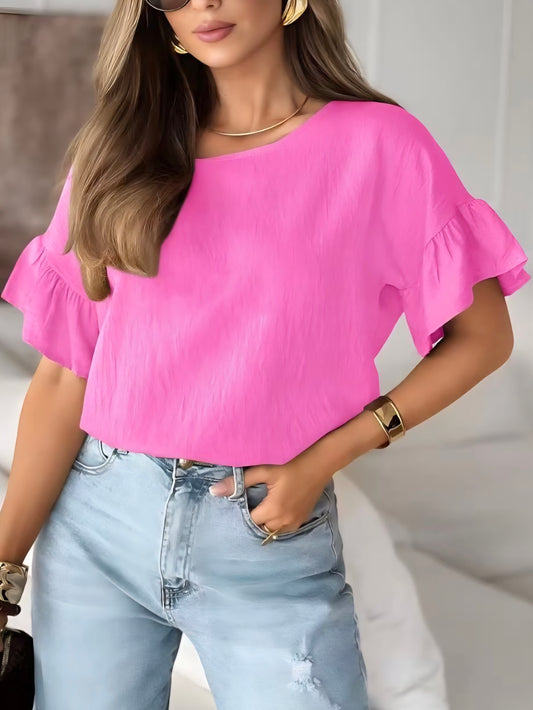 Sommer Tshirt Rüschen Ärmel