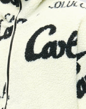 Carlo Colucci Teddyjacke schwarz cremeweiß Jacke Reißverschluss Schrift