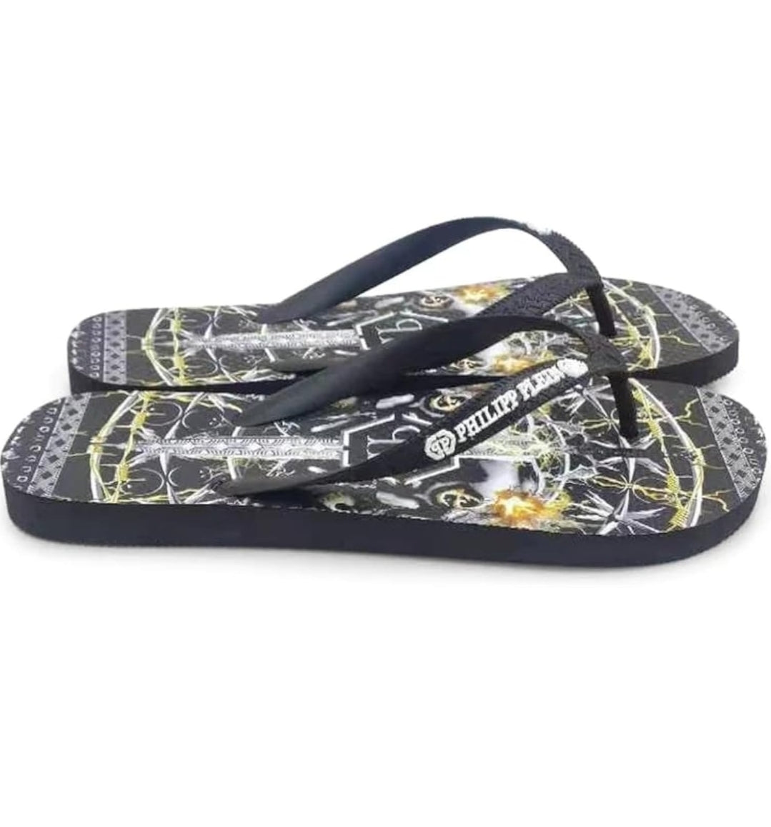 Philipp Plein Damen Flip-Flops Schwarz gelb