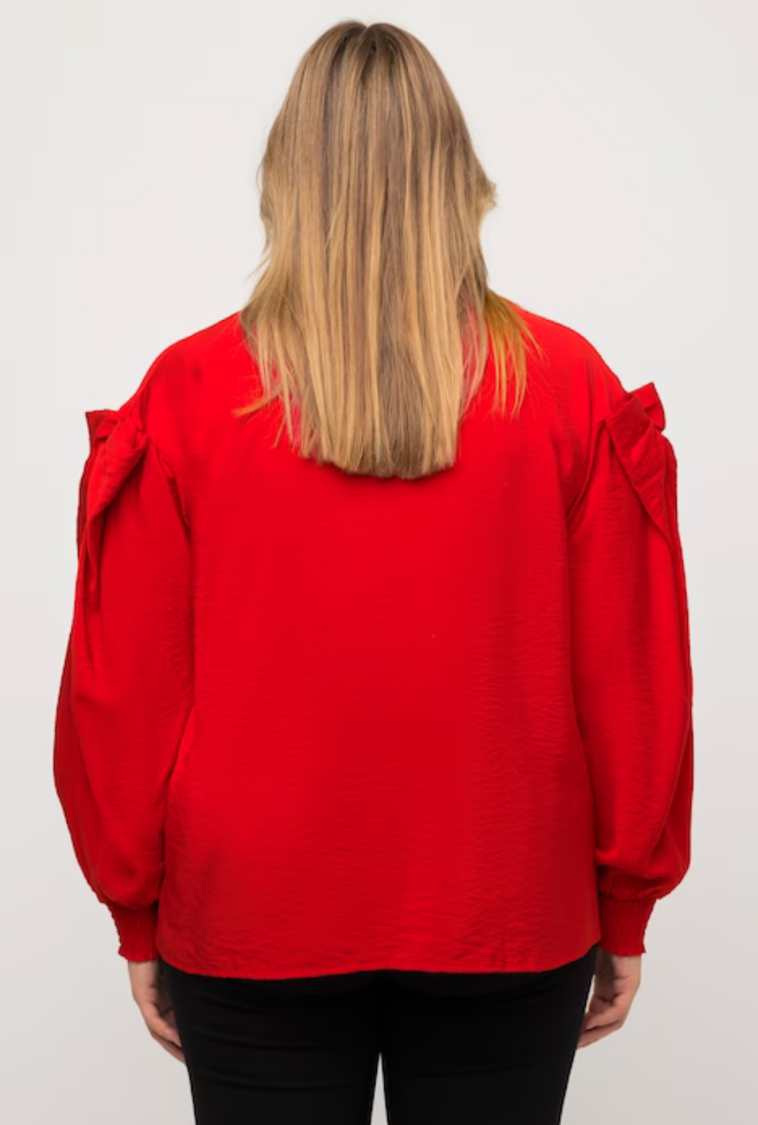 (U28) Ulla Popken Bluse Rot Schleifen 811531 530