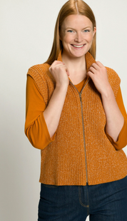(U14) Ulla Popken Weste Gelb/Orange 809265 676