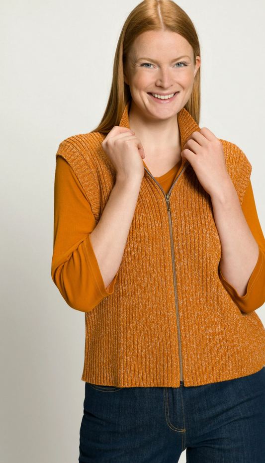 (U14) Ulla Popken Weste Gelb/Orange 809265 676