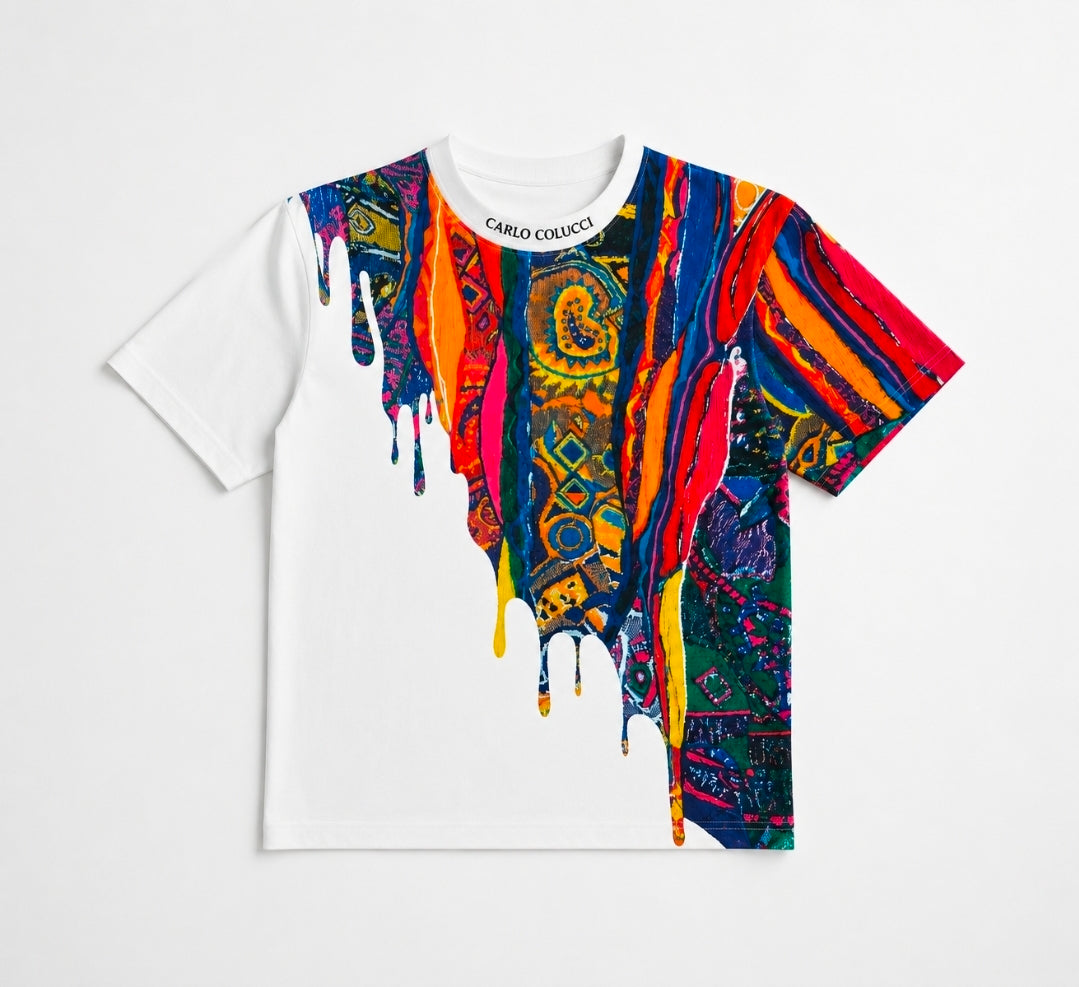 Carlo Colucci T-shirt weiß bunt -88- .