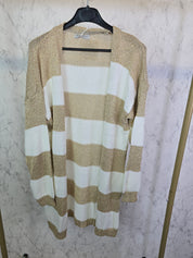 Cardigan lang weiß gold gestreift