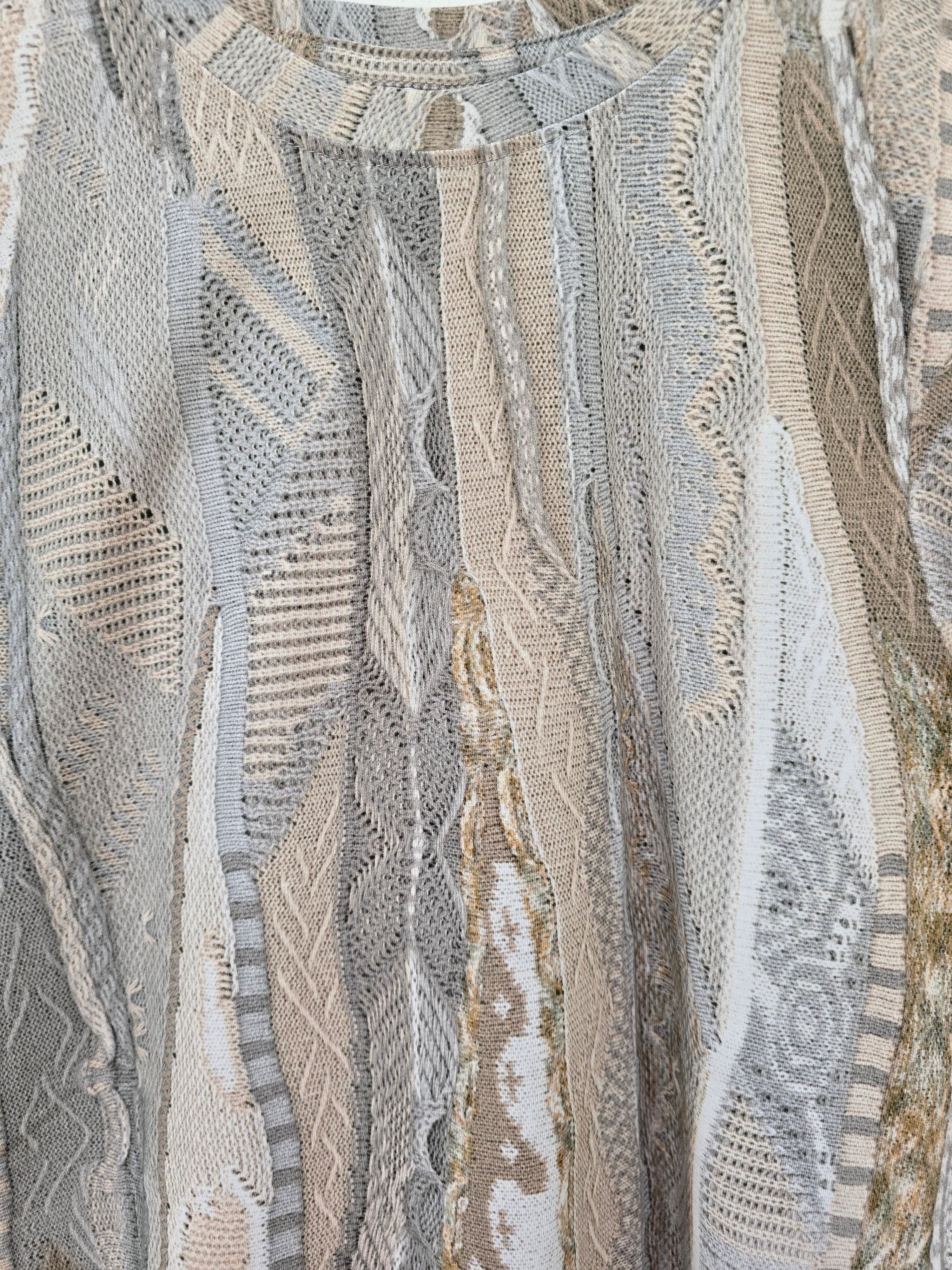 Carlo Colucci Tshirt beige 3d Optik Gr L