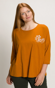 (U29) Ulla Popken Langarmshirt Braunorange 809307 676