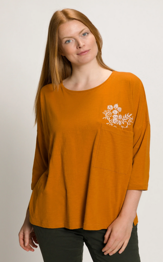 (U29) Ulla Popken Langarmshirt Braunorange 809307 676