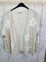 Blumen Kuschel Cardigan creme
