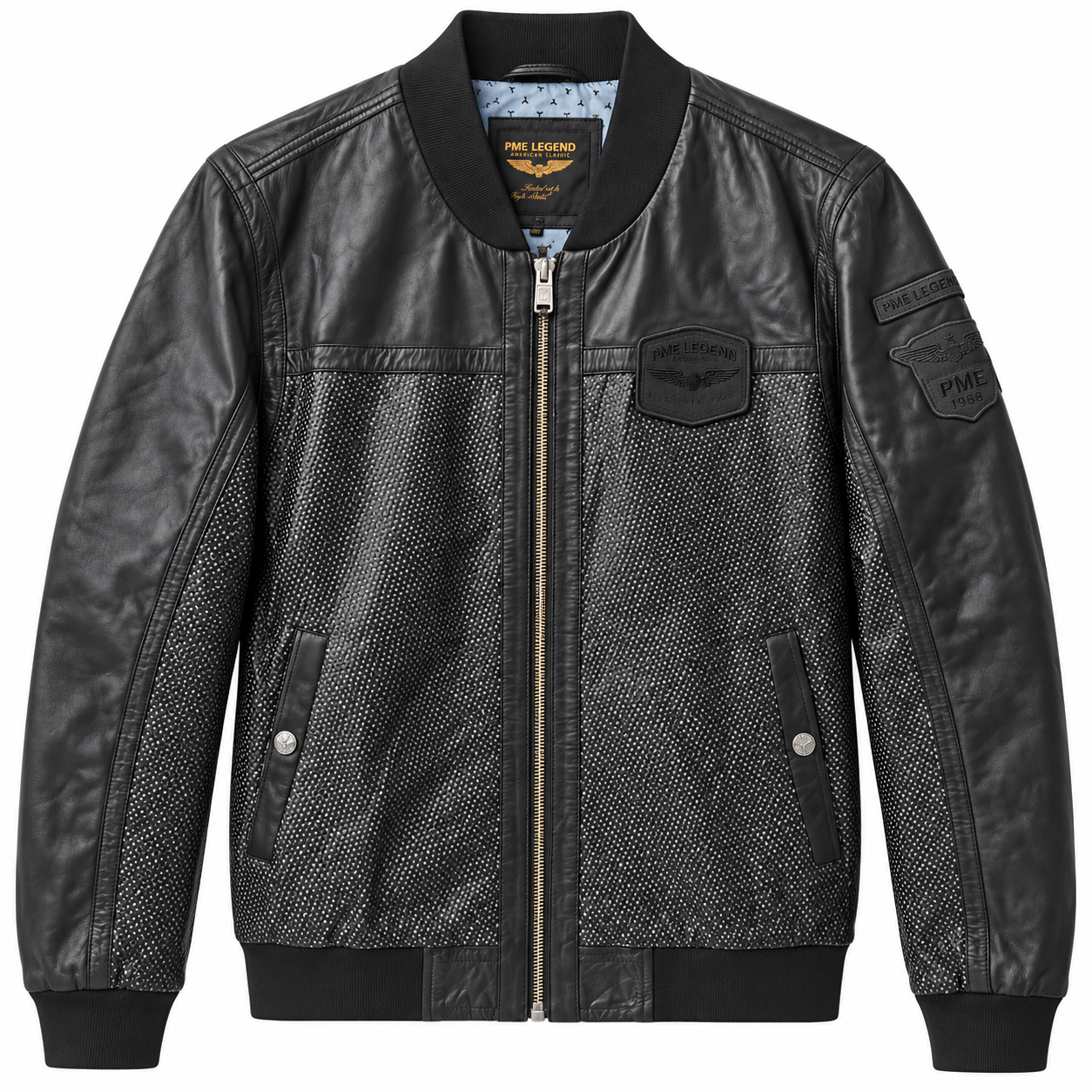 PME Legend Echtleder Jacke Lederjacke schwarz grau grün