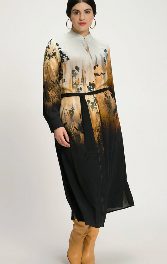 (U2) Ulla Popken Kleid schwarz/orange 807960 200