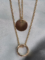 Edelstahl Halskette gold 2er Set Kreis und Ring (25)