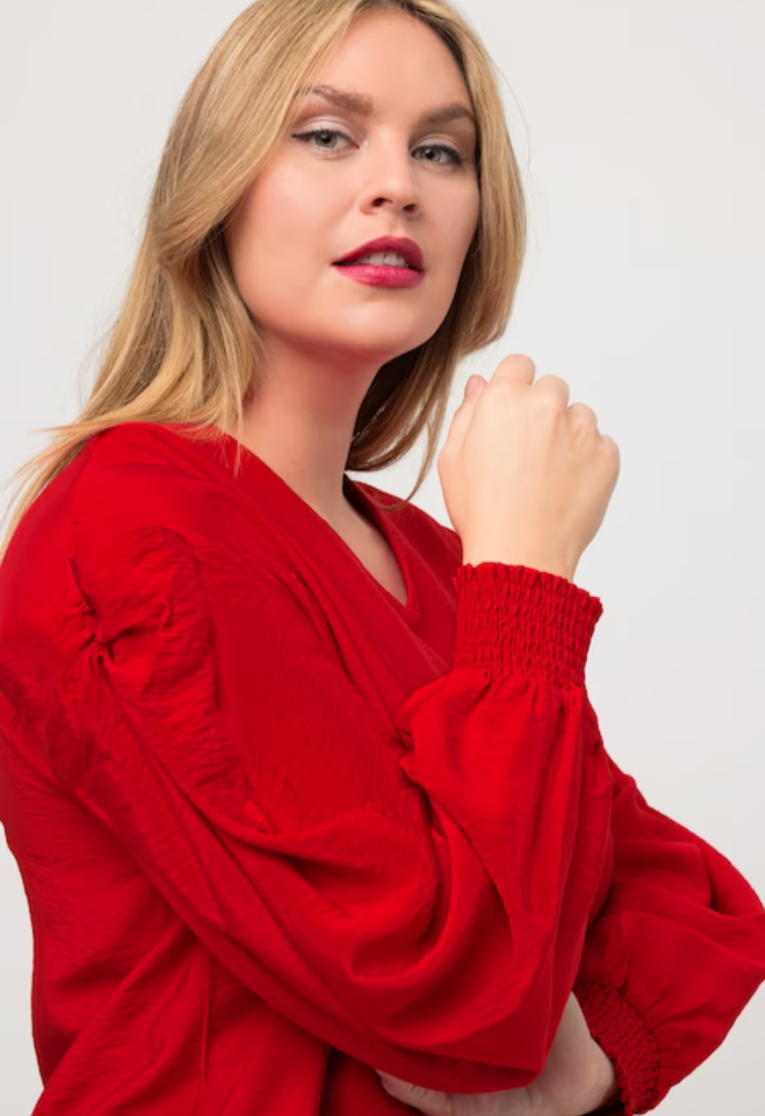 (U28) Ulla Popken Bluse Rot Schleifen 811531 530