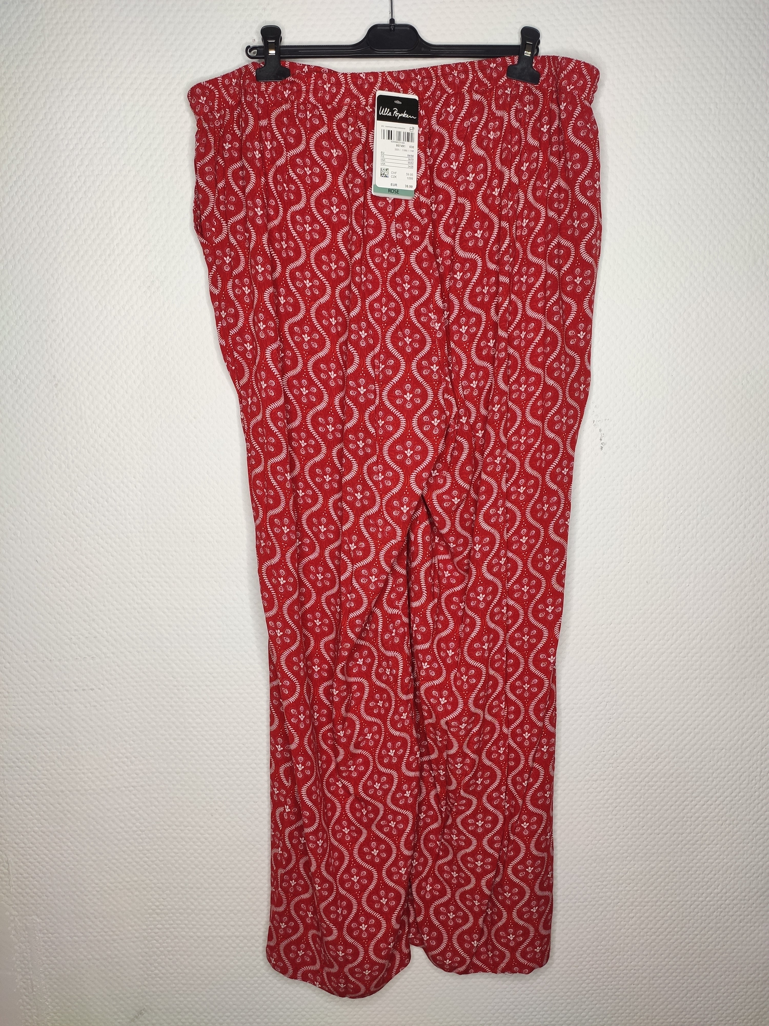 (U17) Ulla Popken Hose rot/weiß 807491 530